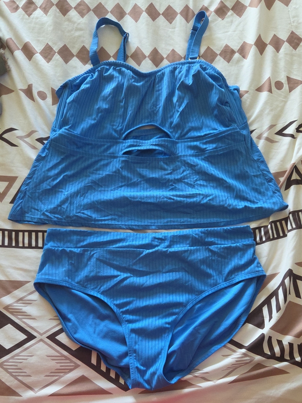 Time and Tru Blue Ribbed Tankini Set